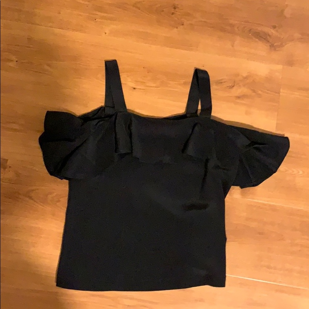 black flowy straps and off the shoulder top